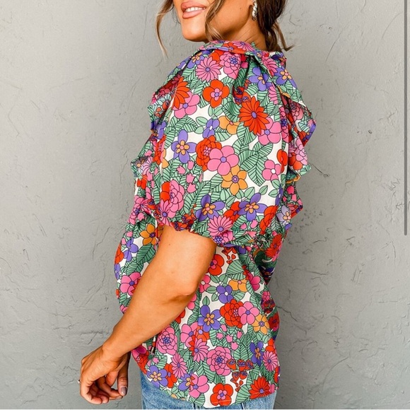 Floral Puff Sleeve Top - Picture 4 of 5